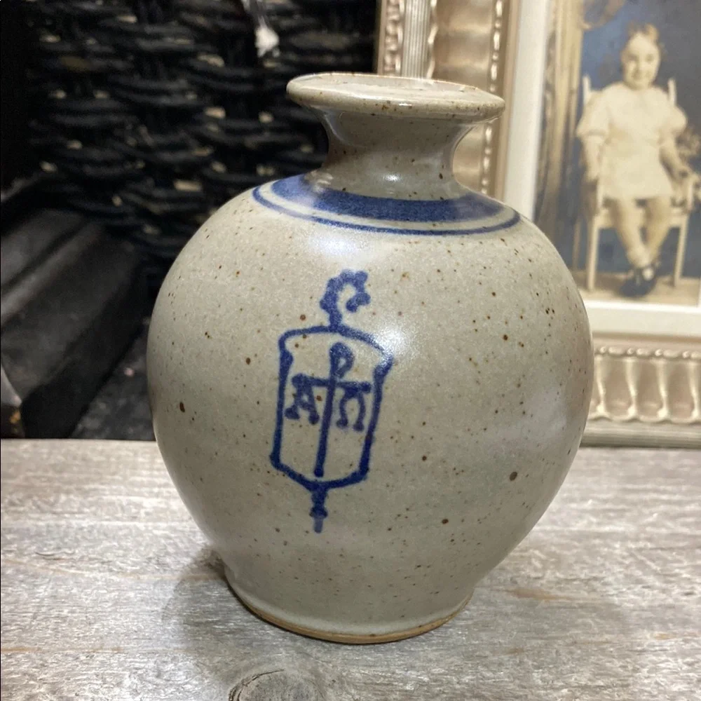 Vintage Signed Stoneware Bud Vase!